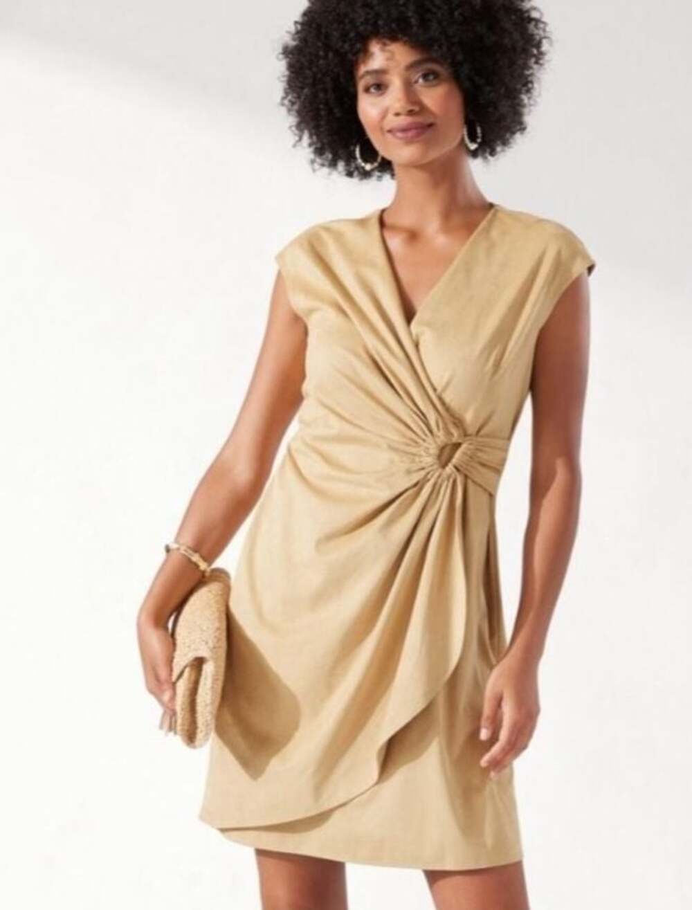 Tommy Bahama Clara Salina Sands Faux Suede Faux Wrap Dress Size L